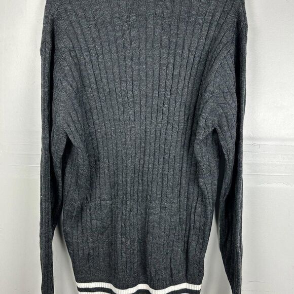 Blue Ocean | Vintage Y2K | V Neck Grey Ribbed Classic Sweater | XL - Picture 2 of 8